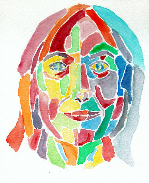 Colourful woman's face in abstract style